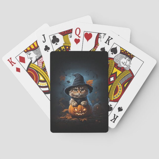 Funny Cat in Wizard hat Playing Cards (Back)
