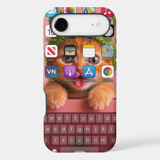Funny Cat iPhone Keyboard Home Screen (Back)