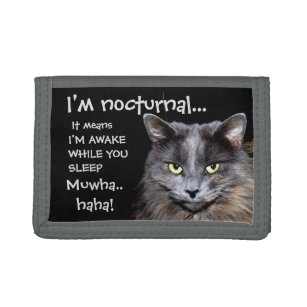 Funny Cat is Nocturnal Evil Laugh Trifold Wallet