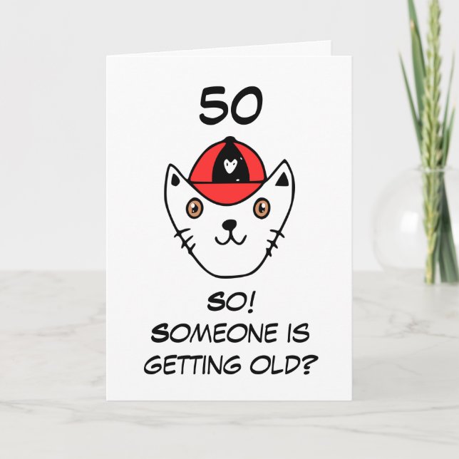 Funny Cat Joke Snarky Sister 50th Birthday Card (Front)