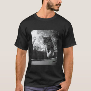 Funny Cat Jumping on Trampoline Backyard Animal Gr T-Shirt