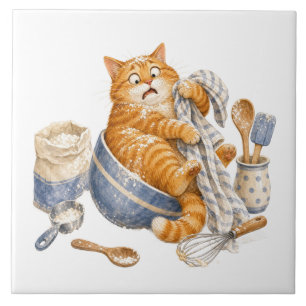 Funny Cat Kitchen Tile