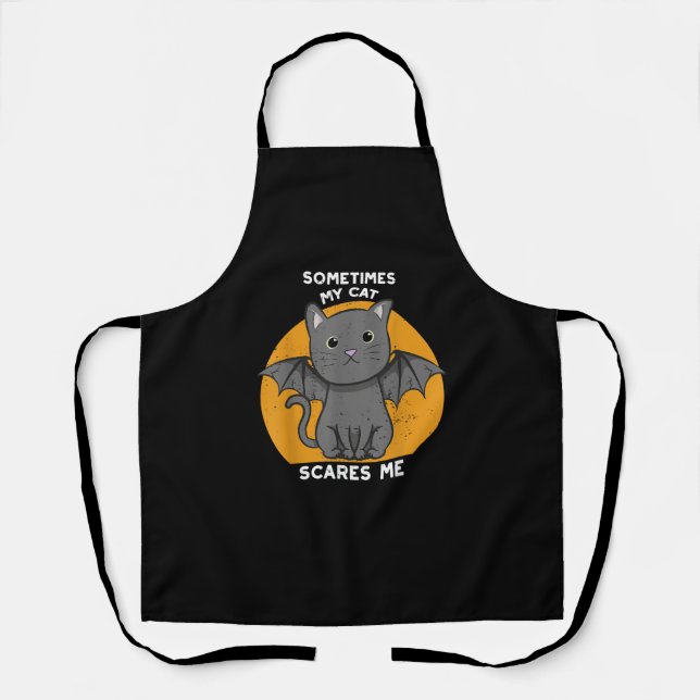 Funny Cat Kitten Halloween Design For Crazy Cat Lo Apron (Front)