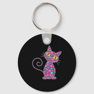 Funny Cat Kitten Lovers Polka Dot Happy Dot Day Gi Key Ring