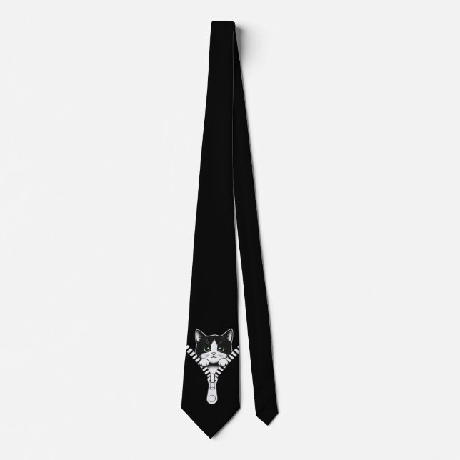 Funny Cat Kitten Peek Tie (Front)