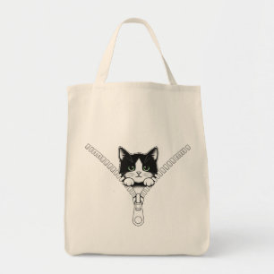 Funny Cat Kitten Peek Tote Bag