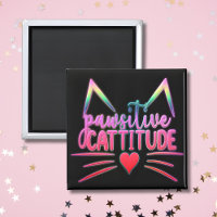 Funny Cat Kitten Pun PAWSITIVE CATITUDE