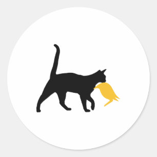 Funny Cat Lady For Kamala Harris Cat Holding Trump Classic Round Sticker