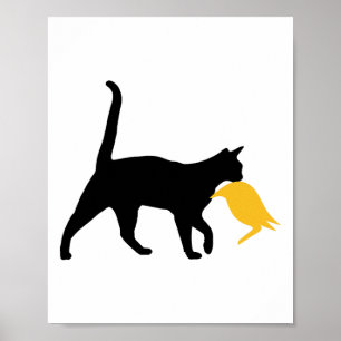 Funny Cat Lady For Kamala Harris Cat Holding Trump Poster