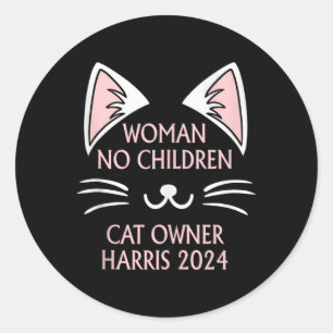 Funny Cat Lady Kamala Harris 24 Cat Lover Hallowee Classic Round Sticker