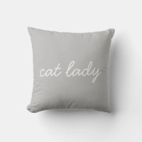 Funny Cat Lady Quote Modern Script Lettering Grey
