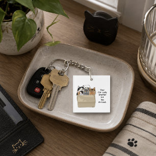 Funny Cat Lady Starter Kit Humour White Key Ring