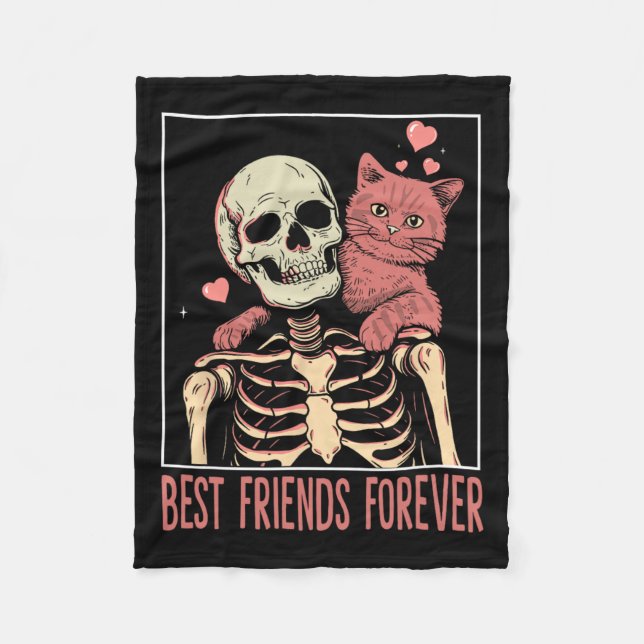 Funny Cat Lady Tarot Card Skeleton Kitten Lover Ca Fleece Blanket (Front)
