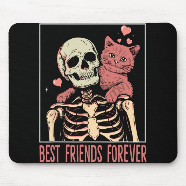 Funny Cat Lady Tarot Card Skeleton Kitten Lover Ca Mouse Pad (Front)