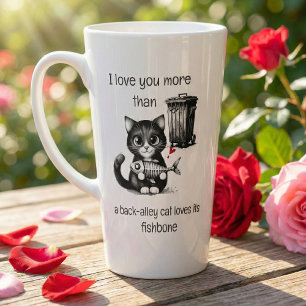 Funny Cat Latte Mug – Valentine Fishbone Pun