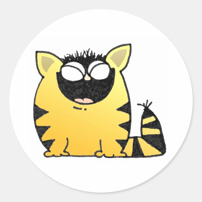 Funny cat laugh classic round sticker (Front)