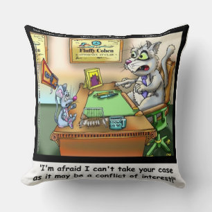 Funny Cat/Lawyer Throw Pillow "Fluffy Cohen"