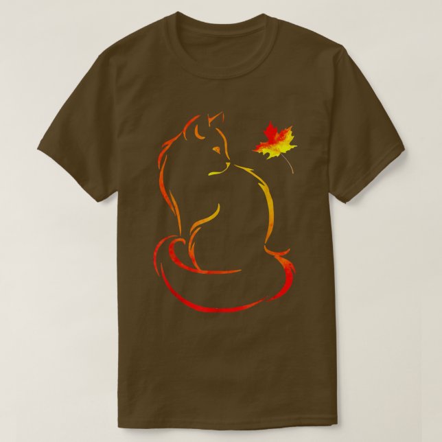 Funny Cat Leaf Fall Hello Autumn For Cute Kitten 2 T-Shirt (Design Front)