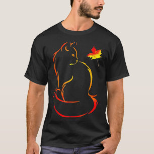 Funny Cat Leaf Fall Hello Autumn For Cute Kitten T-Shirt