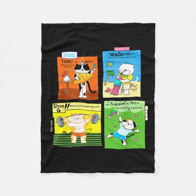 Funny Cat Lifestyle Quotes - Cute Cat Gift For Cat Fleece Blanket (Front)