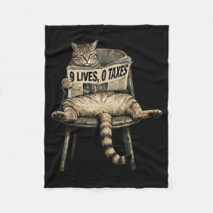 Funny Cat Lives Taxes Humor Graphic Art Fleece Blanket