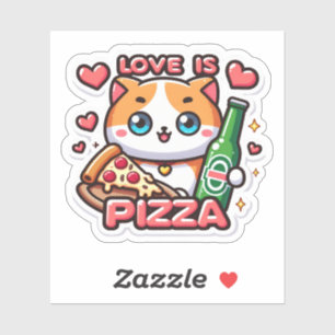 Funny Cat Love is Pizza