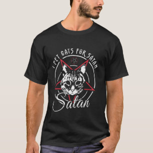 Funny Cat lover and Satanic Occult Pentagram Gothi T-Shirt