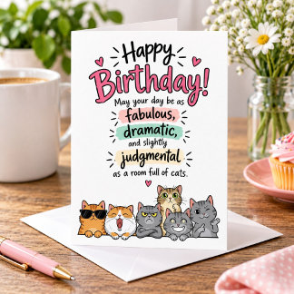 Funny Cat Lover Birthday Card