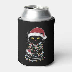 Funny Cat Lover Christmas Lights Can Cooler