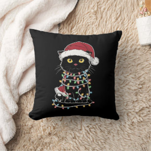 Funny Cat Lover Christmas Lights Cushion