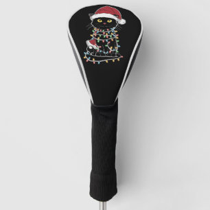 Funny Cat Lover Christmas Lights Golf Head Cover