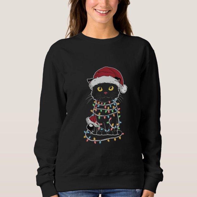 Funny Cat Lover Christmas Lights Sweatshirt (Front)