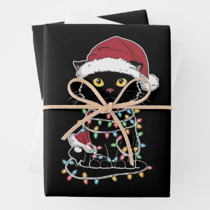 Funny Cat Lover Christmas Lights Wrapping Paper Sheet