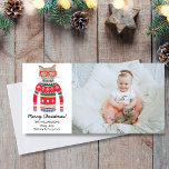 Funny Cat Lover Christmas Sweater Custom Photo Holiday Card<br><div class="desc">Funny christmas card featuring your photo and a cute cat wearing a nordic Christmas sweater.  Perfect for cat and animal lovers.</div>