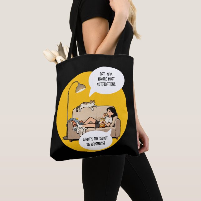 Funny Cat Lover Introvert Humour Quote Tote Bag (Close Up)