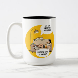 Funny Cat Lover Introvert Humour Quote Two-Tone Coffee Mug
