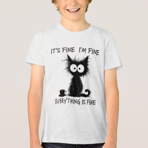 Funny Cat Lover Its Fine Im Fine Everything Is Fin Tri-Blend Shirt