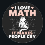 Funny Cat Lover Mathematics Humour Maths Nerd Classic Round Sticker<br><div class="desc">Cat Math and School Teacher Jokes. Funny Cat Lover Mathematics Humour Maths Nerd.</div>