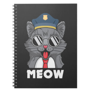 Funny Cat Lover Meow Police Officer Sheriff Cat Notebook