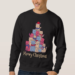 Funny Cat Lover Meowy Catmas Chirstmas  Cat Tree Sweatshirt