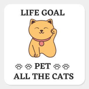 FUNNY CAT LOVER PET ALL THE CATS SQUARE STICKER