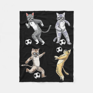 Funny Cat Lover Playing Soccer Player Pet Kittens Fleece Blanket