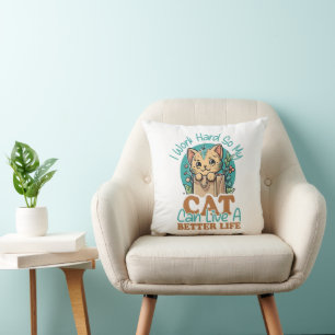 Funny Cat Lover Quote Cute Kitten Graphic Cushion