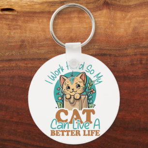 Funny Cat Lover Quote Cute Kitten Graphic Key Ring