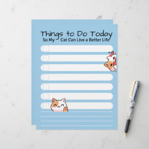 Funny Cat lover to do list blue color Letterhead