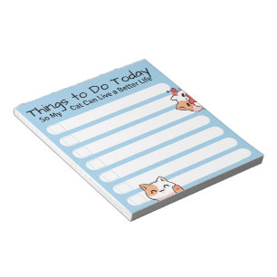 Funny Cat lover to do list blue colour Notepad