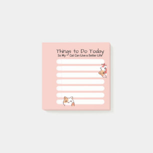 Funny Cat lover to do list pink colour Post-it Notes