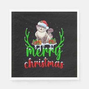 Funny Cat Lover Xmas Gift Cat Christmas T-Shirt Napkin
