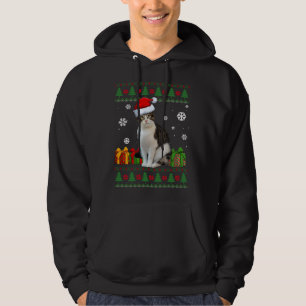 Funny Cat lovers Cute Cat Santa Hat Ugly Christmas Hoodie