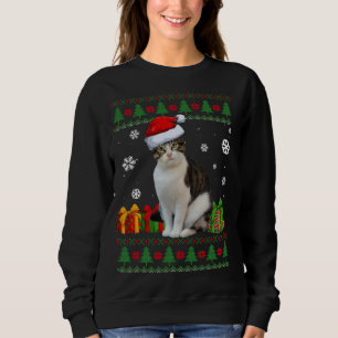 Funny Cat lovers Cute Cat Santa Hat Ugly Christmas Sweatshirt